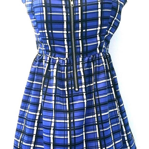 Forever Twenty One 21 Tank Top Blouse Shirt / Mini Dress S Plaid Blue Black - Picture 2 of 10